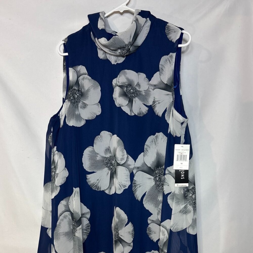 NWT Perceptions NY Sleeveless Plus Size Flare Dress Floral Sz 18